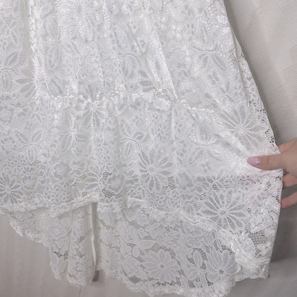 ❤️ GORLYA Elegant Halter Neck Floral Lace Hi-Lo floral Dress White Lace 14 - Picture 7 of 11